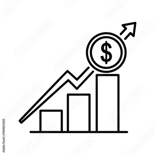 A visual representation of financial growth and investment success through a rising bar chart and upward trajectory symbolizing increasing profits