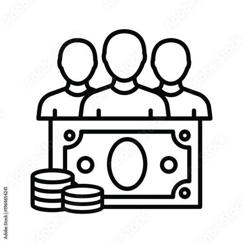 Three individuals collaborating over a financial document with stacks of data storage units beside them symbolizing teamwork and data management