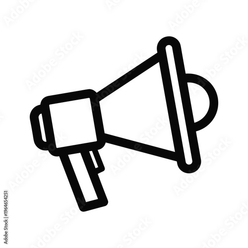 A bold, black-and-white graphic of a handheld megaphone with a built-in flashlight, emphasizing communication and visibility in various settings
