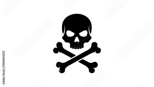 Black skull and crossbones symbol white