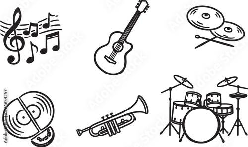 Music instruments and musical notes