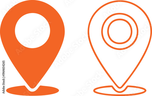 Orange map pin location markers