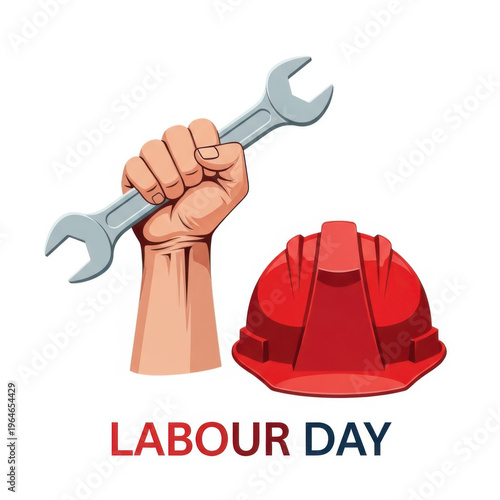 A cartoon giraffe celebrating Labour Day with a cheerful expression