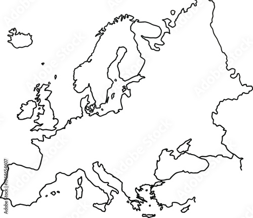 Vector illustration of a detailed European continent map