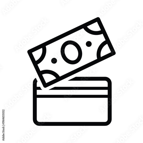 Depiction of a wallet or purse with a twenty-dollar bill partially withdrawn from its slot, symbolizing spending or financial transactions