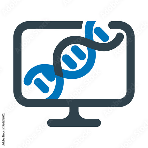 Double helix dna structure displayed on a vector computer monitor screen