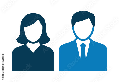 Vector of two business professionals standing side by side in a formal setting