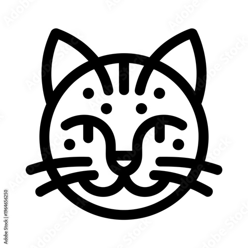 Minimalist vector of a stylized cat face with features and black outlines