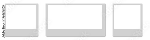 blank photo frames on white Empty white photo frame. Set realistic photo card frame mockup - vector for stock 