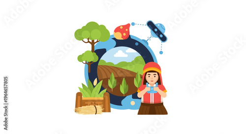 Smart Farming & Sustainable Agriculture: Female Farmer with Tech for Modern Crop Management and Eco-Friendly Food Production