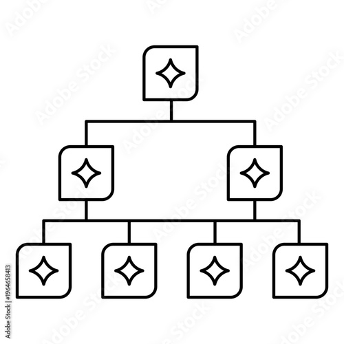 Hierarchy-Based Icon - Organizational Tree Structure Concept for AI Hierarchical System Symbol