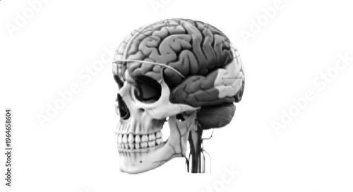 Halftone human skull anatomy vector illustration medical bone structure concept isolated