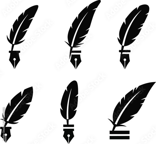  black feather arrow fletchings isolated on white background