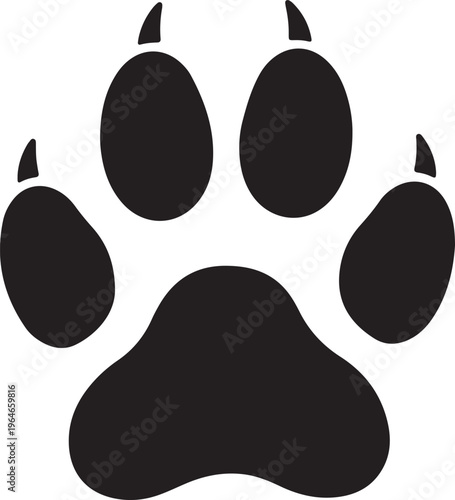 Black bear paw print, animal footprint icon, wildlife symbol, vector graphic