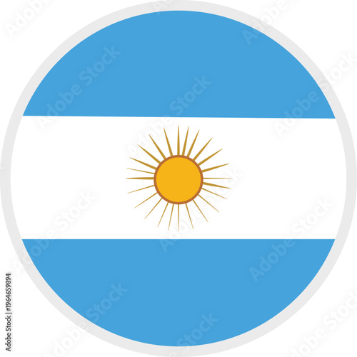 Argentina Flag Circle Icon Vector Illustration Round National Symbol Clean Flat Design Isolated on Transparent Background Hand Made AI EPS10 JPG PNG