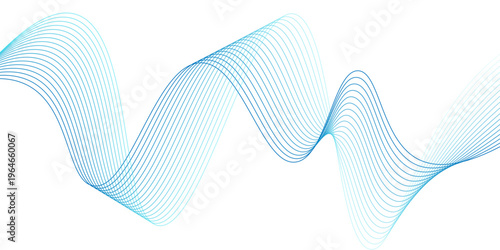 Abstract blue flowing wave lines background with smooth gradient isolated on white backdrop