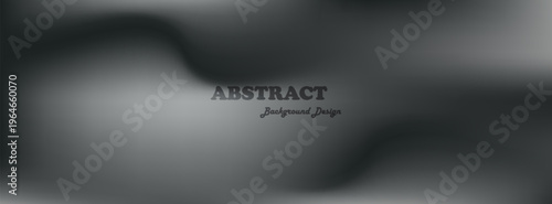 Sophisticated dark charcoal grey fluid wave gradient background with a smooth satin texture. Elegant banner template with sample text.