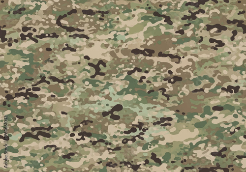 Seamless Multicam Camouflage Pattern Background - Tactical Military Army Fabric Texture