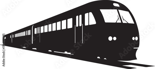 Modern train, black silhouette, transportation icon, vector graphic