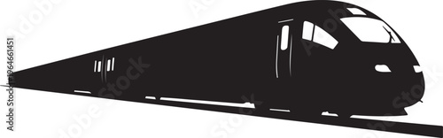 Modern train silhouette, black train icon, railway transportation symbol, vector graphic