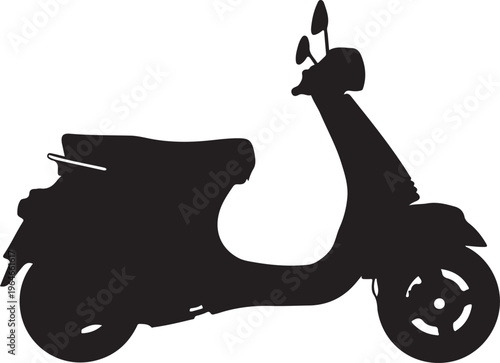Black scooter silhouette, motorbike icon, vehicle graphic, transportation symbol