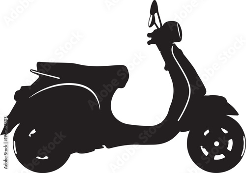Scooter, motor scooter, black silhouette, vehicle icon, transportation symbol
