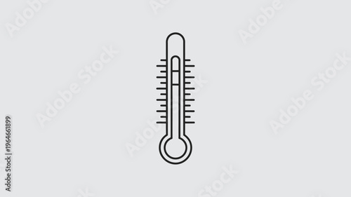 Minimalist thermometer icon vector, thin line weather temperature gauge, medical fever measurement tool, climate control graphic element