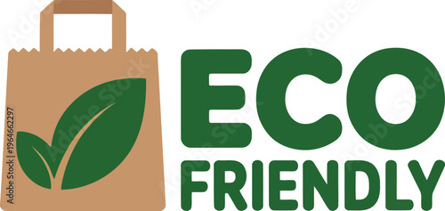 Eco Friendly Shopping Bag Icon with Green Leaf and Sustainable Design