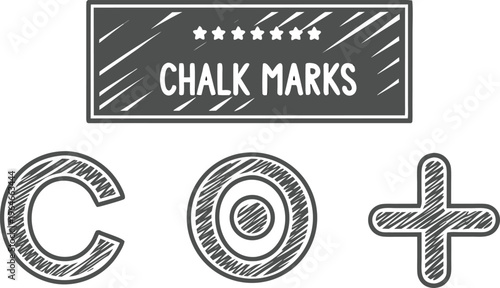 Chalk style marks with rough texture hand drawn symbols chalk marks
