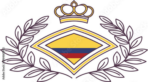Colombia luxury emblem with crown and laurel wreath crest coat of arms