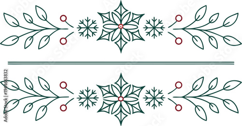 Christmas divider set with festive snowflakes and leaves