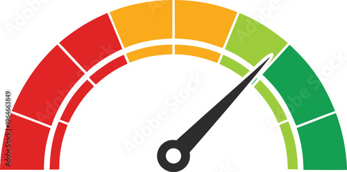Circular credit score meter with gradient scale and black pointer circular meter