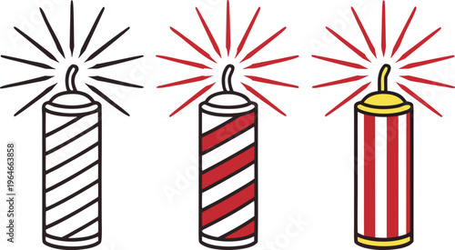 Bold outline firecracker with thick strokes white