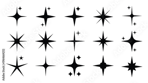 Εκτύπωση καμβά Set of minimal star sparkle icons