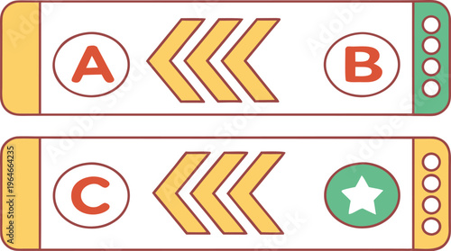 Colorful indicators with letters and progress bars educational