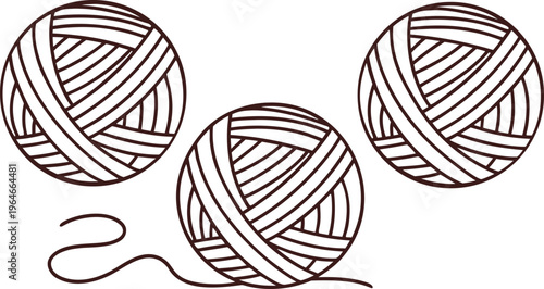 Brown doodle yarn balls with thread