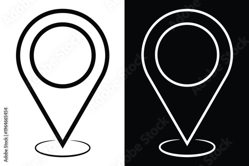 Set of Minimalist Map Pin Outline Icons with Thin Circular Base, Simple Location Marker Vector for Light and Dark UI Design. Free Download Set of Minimalist Map Pin Outline Icons with Thin Circular Base, Simple Location Marker Vector for Light and Dark UI Design. - GFXLoad