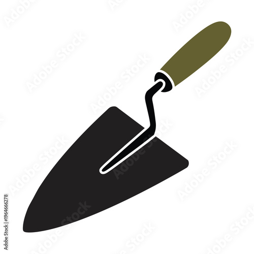 Simple illustration of a pointing trowel a masonry tool in black and olive