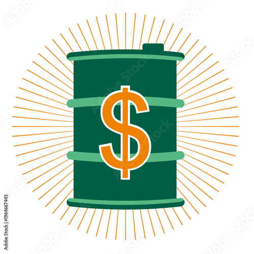 Petrodollar Concept Illustration with Oil Barrel and Dollar Symbol