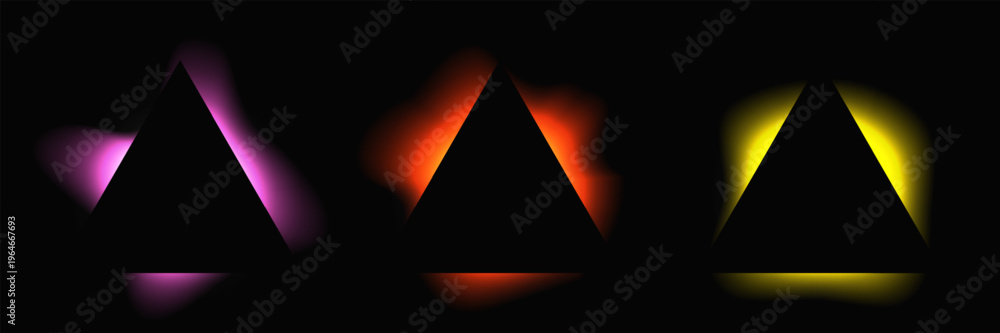 Fototapeta premium Set of triangle multicolor illuminate light frames