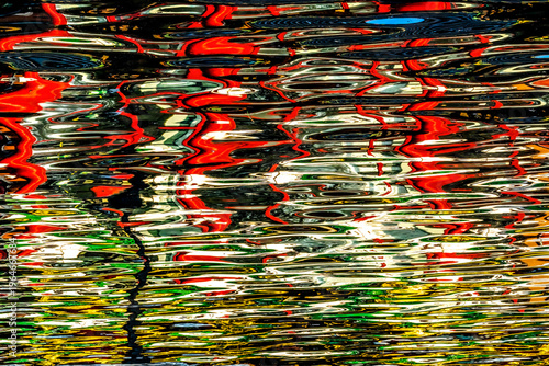 Colorful Red Blue White Water Reflection Abstract Houhai Lake Beijing China
