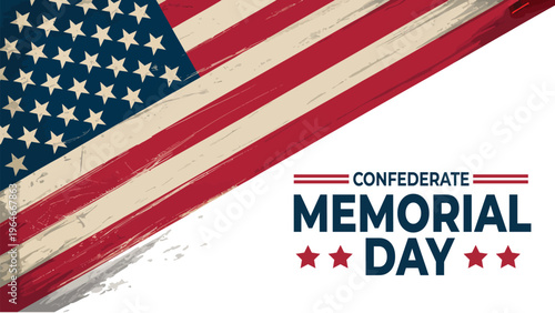 Confederate Memorial Day illustration with american flag background patriotic remembrance tribute history concept southern heritage modern vector design