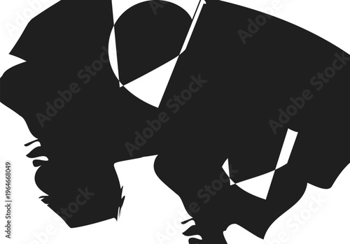 Dynamic cyan shapes and lines on a bright yellow background, abstract energetic modern design, abstract art