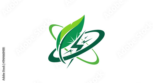 Green Energy Leaf Concept with Orbiting Electrons