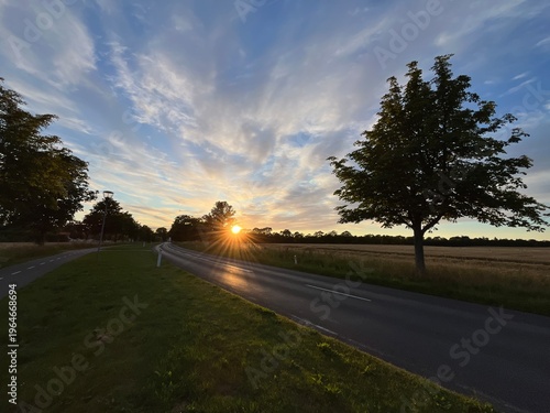 sunset on the road