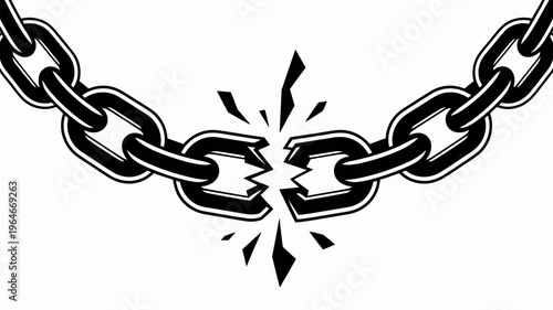 A broken chain link symbolizes freedom strength and overcoming obstacles