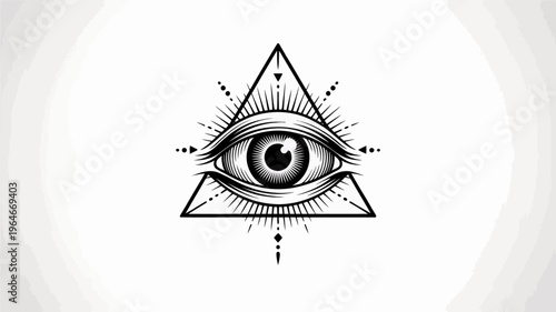 Detailed illustration of the all seeing eye within a triangle a symbolic design