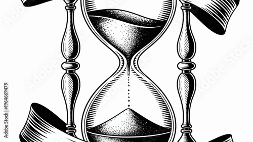 Vintage hourglass illustration with flowing ribbons a timeless depiction of time