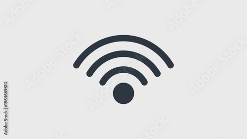 Minimalist wifi icon vector, wireless internet signal symbol, black network connectivity sign on grey background, digital communication web element