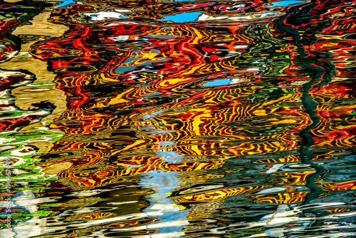 Colorful Orange Brown Water Reflection Abstract Houhai Lake Beijing China